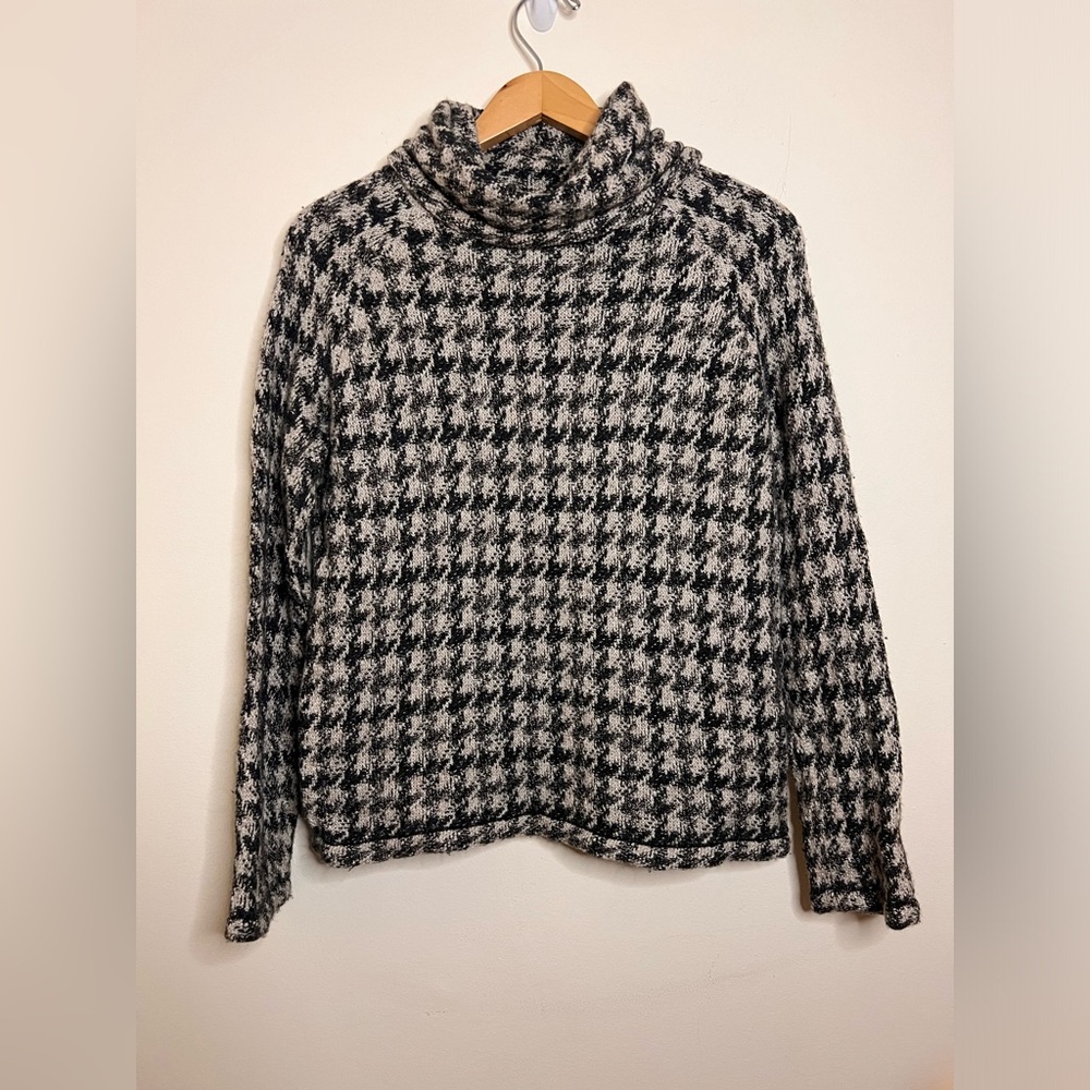 Madewell Houndstooth Wool Alpaca Sweater Cowl Neck XS